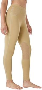 FitsT4 Kids Horse Riding Tights Performance Knee Patch Pull On Equestrian Schooling Riding Pants Khaki XL