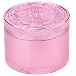 Spespo Herb Grinder, Aluminium Premium Metal Grinder 2.5inch with Embossed Flower, 4 Pieces, Large Grinder with Pollen Scraper (Pink)