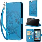 KENHONER Phone Case for iPhone 6 / iPhone 6s, Shockproof Protective Phone Case with Card Slots Kickstand Magnetic Closure compatible iPhone 6 / iPhone 6s Flower-Blue