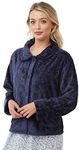 Lady Olga Embossed Button Bed Jacket 4163 Navy 18-20