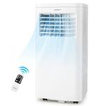 COSTWAY 4 in 1 Portable Air Conditioner, 7000/9000 BTU Mobile Cooler, Fan and Dehumidifier with Sleep Mode, 24H Timer, 2 Fan Speed, Remote Control & LED Display & Window Kit (9000BTU)