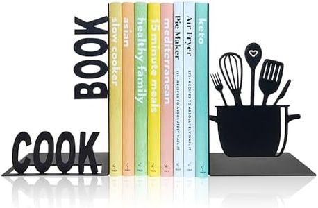 Decorative Kitchen Book Ends, Unique Metal Cookbook Holder Kitchen Bookends Storage for Shelves, Farmhouse Kitchen Decorations Book Holder Supports for Book-Rack Desk