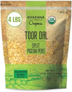 Khazana Toor Dal Split Yellow Pigeon Peas (4lb) - Organic, NON-GMO, Gluten Free & Kosher - Authentic Lentils from India