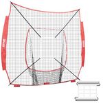 VEVOR 7x7 ft Baseball Softball Practice Net, Portable Baseball Training Net for Hitting Batting Catching Pitching, Backstop Baseball Equipment Training Aids with Strike Zone (NET ONLY)