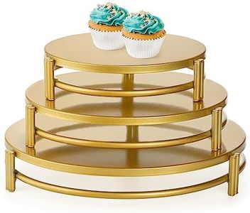 Yarlung 3 Pack Gold Cake Stands, 8/10/12 Inch Metal Cupcake Display Stands Dessert Trays, Table Decoration Cookies Serving Plates for Wedding, Birthday, Party, Celebration, 3 Sizes