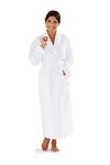 Boca Terry Women's Robe, Luxury Microfiber Bathrobe, Long Hotel Spa Robes for Women, Medium - White