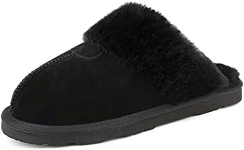 DREAM PAIRS Women's House Slippers Indoor Fuzzy Fluffy Furry Cozy Home Bedroom Comfy Winter Cute Warm Outdoor Shoes FuzzyEasy,Size 9,Black,SOFIE-05