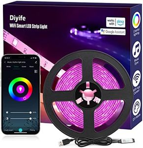 Smart LED Light Strip Alexa, [3m] [WiFi App Control] Diyife 5050 RGB LED Strip Light Work with Alexa/Google Assistant, Timer, 16 Million Colors Changing, Music Sync, for TV, Bedrooms, Christmas