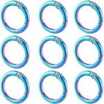 SUNNYCLUE 1 Box 12Pcs Round Carabiner Clips Trigger Spring O Rings Purse Ring Clip Metal Spring O Ring Split Rings Spring Gate Rings Clasps for Key Chains Keyrings Purses Bags Handbag DIY Crafts