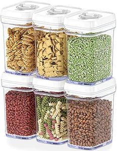 DWËLLZA KITCHEN Clear Airtight Food Storage Containers for Pantry With White Lids – 6 Pack - Air Tight Kitchen Containers Pantry Organization and Storage - BPA-Free Plastic - Keeps Food Fresh & Dry