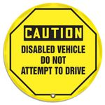 Accuform Signs KDD812 STOPOUT Vinyl Steering Wheel Message Cover, OSHA-Style Legend CAUTION DISABLED VEHICLE DO NOT ATTEMPT TO DRIVE, 16 Diameter, Black on Yellow by Accuform