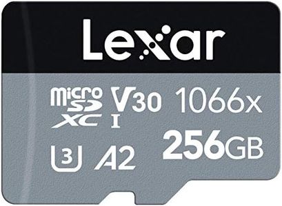 Lexar Professional 1066x 256GB Micro SD Card, UHS-I Card w/SD Adapter Silver Series, Up to 160MB/s Read, for Action Cameras, Drones, High-End Smartphones and Tablets (LMS1066256G-BNAAG)