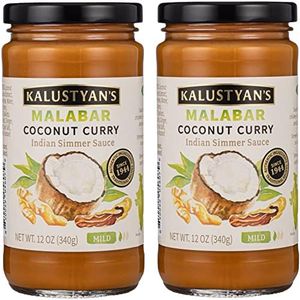 Kalustyan's Coconut Curry Sauce, Indian Simmer Sauce - From New York City's Favorite Spice Destination - Notes of Tangy Tamarind, Turmeric, Ginger and Curry Leaves - Gluten-Free, Vegan, 12oz - 2 Pack