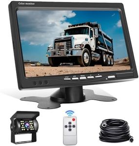 Hikity Caméra de Recul et Moniteur Filaire, Moniteur HD 7" Étanche pour Voiture Caméra de Recul avec Câble Aviation 4 Broches Vision Nocturne de Voiture 12-24V pour Voiture Camping Camion Caravane