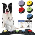 Set of 5 Dog Talking Button Puzzle Training for Pets Include Non-Slip Pad,Stickers and Pet Training Guide.Record&Playback Your Own Messages