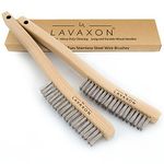 Lavaxon Wire Brush Set-Heavy Duty Stainless Steel Bristles with Wood Handle Grip for Rust, Wielding Slag, Dirt & Paint Scrubbing with Deep Cleaning – 14 Inches (Pack of 2)