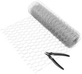 Iron Chicken Wire Fencing Roll, 15m Rabbit Mesh Fence Anti-Rust Hexagonal Poultry Netting For Garden And Home with Cutter (40cm x 15m)