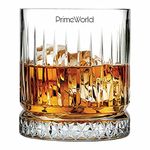 PrimeWorld Timeless European Crystal Whiskey Glasses Set of 6 pcs- 355 ml Bar Glass for Drinking Bourbon, Whisky, Scotch, Cocktails, Cognac- Old Fashioned Cocktail Tumblers