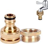 Garden Hose Tap Connector Brass 1/2" to 3/4" Male Thread Quick Tap Connector Brass Hose Fittings Water Hose Faucet Adapter