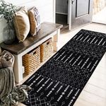 Capslpad Boho Runner Rug 26"x71" Non Slip Laundry Room Rug Runner Washable Bohemian Area Rug Runner for Hallway Kitchen Entryway High Traffic Areas,Black