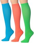 Ronnox Women's 3-Pairs solid colored Knee High Graduated Compression Socks, (12-14 mmHg) CP05-B