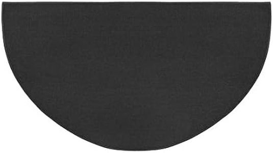 Plow & Hearth 32"x60" Half Round Fireproof Hearth Rug | Charcoal | 2 Layer Fiberglass Mat | Protect Hardwood/Carpet from Sparks & Embers Wood Stove