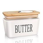 KAIBARE Butter Dish for Canadian 1 LB of Butter, Porcelain Butter Keeper Fit a Whole Pound Block of Butter, Ceramic Butter Storage for Countertop, Butter Container, Color: White