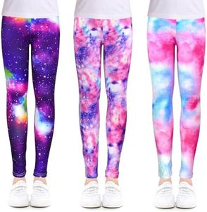 ZukoCert Girls Leggings 3 Pack, Comfortable and Durable Leggings for Kids, Little Girls Leggings for 4-12 Years, Perfect for Everyday Wear