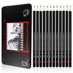 12 Pcs Drawing Pencils 8B, 7B, 6B, 5B, 4B, 3B, 2B, B, HB, F, H, 2H, Sketching Pencils with Graphite Lead