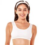 Enamor Women's Wide Strap Stretch Cotton Non-Padded Antimicrobial Beginners Pop-on Wireless Teenager Bra Full Coverage Bra - BB01(BB01-White-XXS)