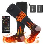 Daxiga APP Control Heated Socks with 5000mAh Rechargeable Battery Powered Cold Weather Heat Socks for Camping Riding Skiing Hiking Snowboard, Outdoor Working Warm Winter Socks (Black)