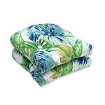 Pillow Perfect Outdoor/Indoor Soleil Wicker Seat Cushion (Set of 2), Blue/Green