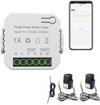 Smart Energy Monitor, Single Phase Clamp Electricity Meter with 2 * 80ACT Current Transformer, WiFi, Real-Time Electricity Monitor/Meter, Solar/Network Metering