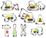 Construction Cookie Cutter Set-9 Piece- Excavator Digger Bulldozer Dump Truck Hammer Wrench Construction Tools Cutters Molds for Kids Construction Digger Themed Party