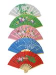 Fat-catz-copy-catz 5X Quality Material & Wood Chinese Japanese Oriental Fancy Dress Burlesque Geisha Decorative Hand Fan 35cm Span