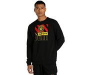 Puma Men's Cotton Crew Neck Sweatshirt (76778802_Black-Tango Red_L)