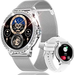 XAXRE Women's Smart Watch with Bluetooth Calling, 1.32 Inch HD Smartwatch for Android iPhone, Fitness Tracker with Heart Rate, Blood Oxygen, Sleep Monitor (Silver)