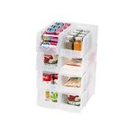 IRIS USA 33 x 15.2 x 12.7 cm Large Plastic Open Front Stackable Storage Bin, 8-Pack, Craft Supplies Food and Snack Organizer Caddy Basket for Kitchen Pantry Cabinet Fridge Classroom Office, Clear