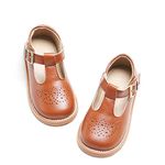 Kiderence Toddler Little Girls Mary Jane Dress Shoes School Oxford for Girls Brown Flats Size 11M