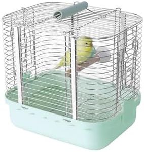 YOOSO WING Bird Carrier Travel Cage, Durable Portable Stainless Steel Birdcage with Bird Perch & Feeding Bowl for Parrots Canaries Budgies Lovebirds Conures Cockatiels (Small Light Green)