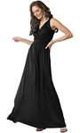 koh koh Plus Size Womens Long Sleeveless Flowy Bridesmaids Cocktail Party Evening Formal Sexy Summer Wedding Guest Ball Prom Gown Gowns Maxi Dress Dresses, Black 2XL 18-20