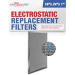 (16x24x1) Aluminum Electrostatic Air Filter Replacement Washable Reusable AC Filter for Central HVAC Furnace – Improve airflow & Furnace longevity by LifeSupplyUSA