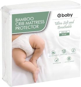 Ultra Soft Bamboo Crib Mattress Protector, Waterproof Baby Crib Sheet, 52x28x9, Long Skirt, Hypoallergenic, Crib Mattress Cover, o1baby, o1brand (Crib 1 Pack)