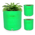 CINAGRO Grow Bags | Pack of 3 | 360 GSM, Grow Bags 15x15 inch, Plant Bags for Home Garden, Heavy Duty HDPE UV Protected Grow Bags Container Bags for Terrace & Vegetable Gardening Round Shape (Green)