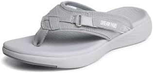 DREAM PAIRS Women's Arch Support Flip Flops Comfortable Thong Sandals,Size 7.5,GREY,BREEZE-1