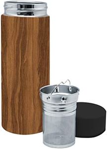 NERTHUS FIH 799 Té 300 ml Color Madera, Acero Inoxidable, Doble Pared, Botella Infusor, Termo, 0.30 litros