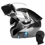 BDTOT Bluetooth Modular Helmet Motorcycle Modular DOT/ECE Approved Full Face Integrated Flip up Dual Visor ​Anti Fog Sun Shield Built-In Dual-Speaker Bluetooth Headset for Men Women