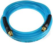 Coilhose Pneumatics PFE40254T Flexeel Reinforced Polyurethane Air Hose, 1/4-Inch ID, 25-Foot Length with (2) 1/4-Inch MPT Reusable Strain Relief Fittings, Transparent Blue