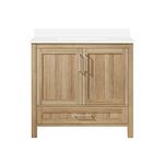 OVE Decors Kansas 36 in. W x 19 in. D x 34 in H Single Sink Bath Vanity in White Oak with White Engineered Stone Top