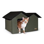 K&H PET PRODUCTS Outdoor Kitty House Extra-Wide Unheated Olive 26.5 X 15.5 X 21.5 Inches